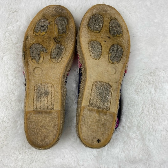Tory Burch Pink & Navy Blue Canvas Espadrilles - Picture 6 of 8